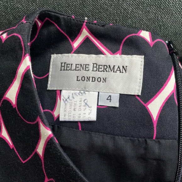 Helene Berman Hearts Mini Shift Dress, Deep Blue & Pink, Bow, Size 4 - Picture 5 of 8